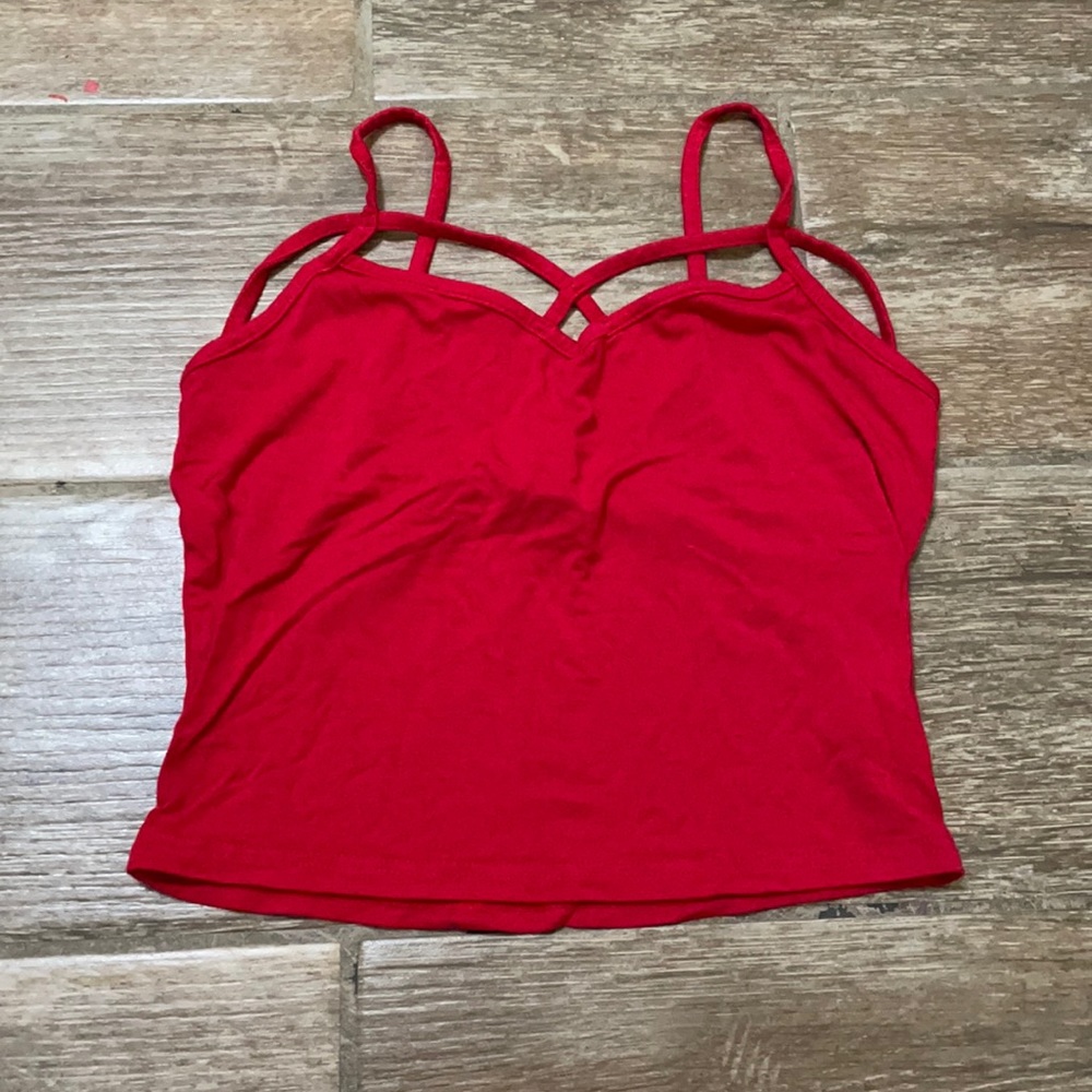 Cute red criss cross tank top